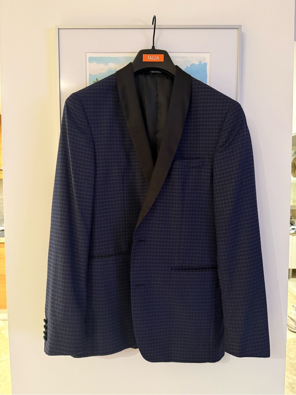 Bar III Men's Dark Navy Textured Shawl Collar Tuxedo Jacket